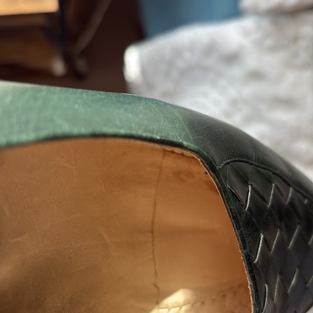 Cole Haan leather, Italian handmade, Hunter Green, weave accent on top, 9.5/10 - Picture 8 of 10